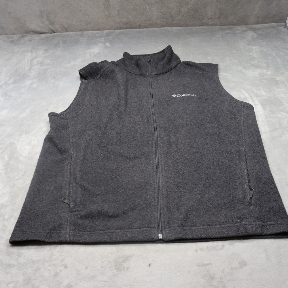 Columbia‎ Vest Mens Large Gray Steens Mountain Fleece Full Zip Outdoor Hiking